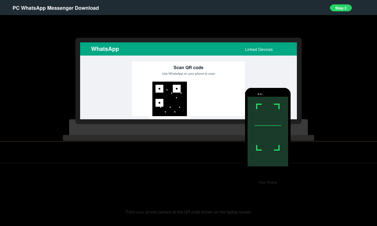 Scanning QR code during PC WhatsApp Messenger Download setup