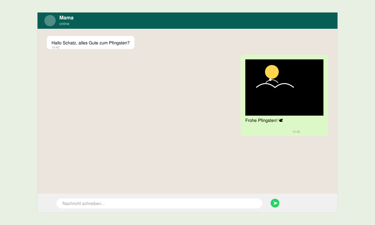 WhatsApp-Chat mit versendetem Pfingstbild