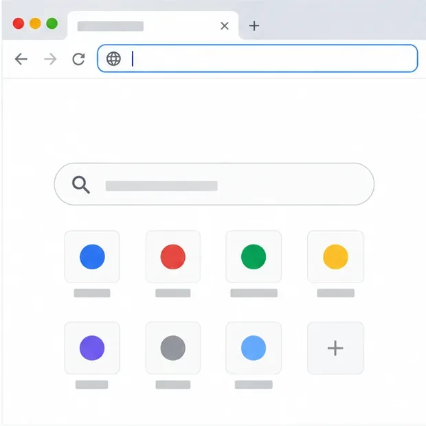 Een lege adresbalk in een browservenster staat klaar om een websiteadres rechtstreeks in te voeren