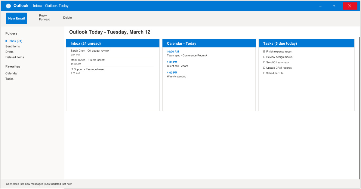 Problem With Outlook Today