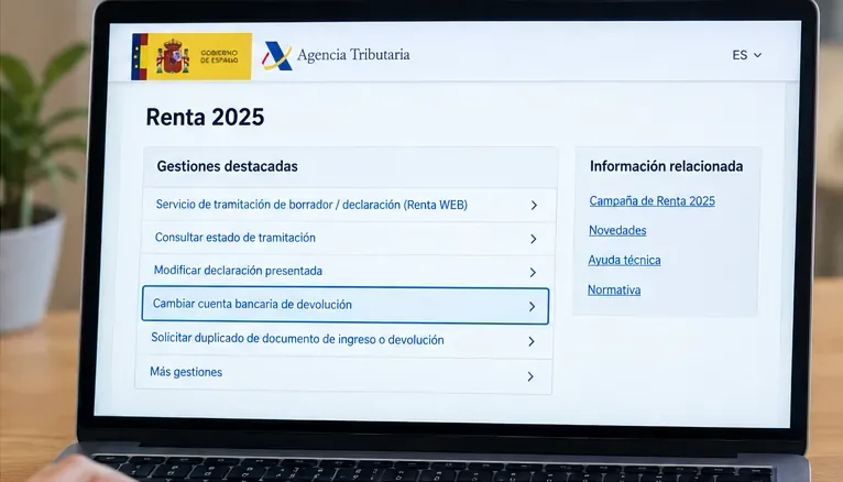 Renta 2026: cómo cambiar la cuenta bancaria de la devolución