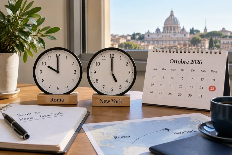 Roma torna all’ora solare il 25 ottobre 2026: cambio esatto e orari Roma–New York nella settimana di scarto