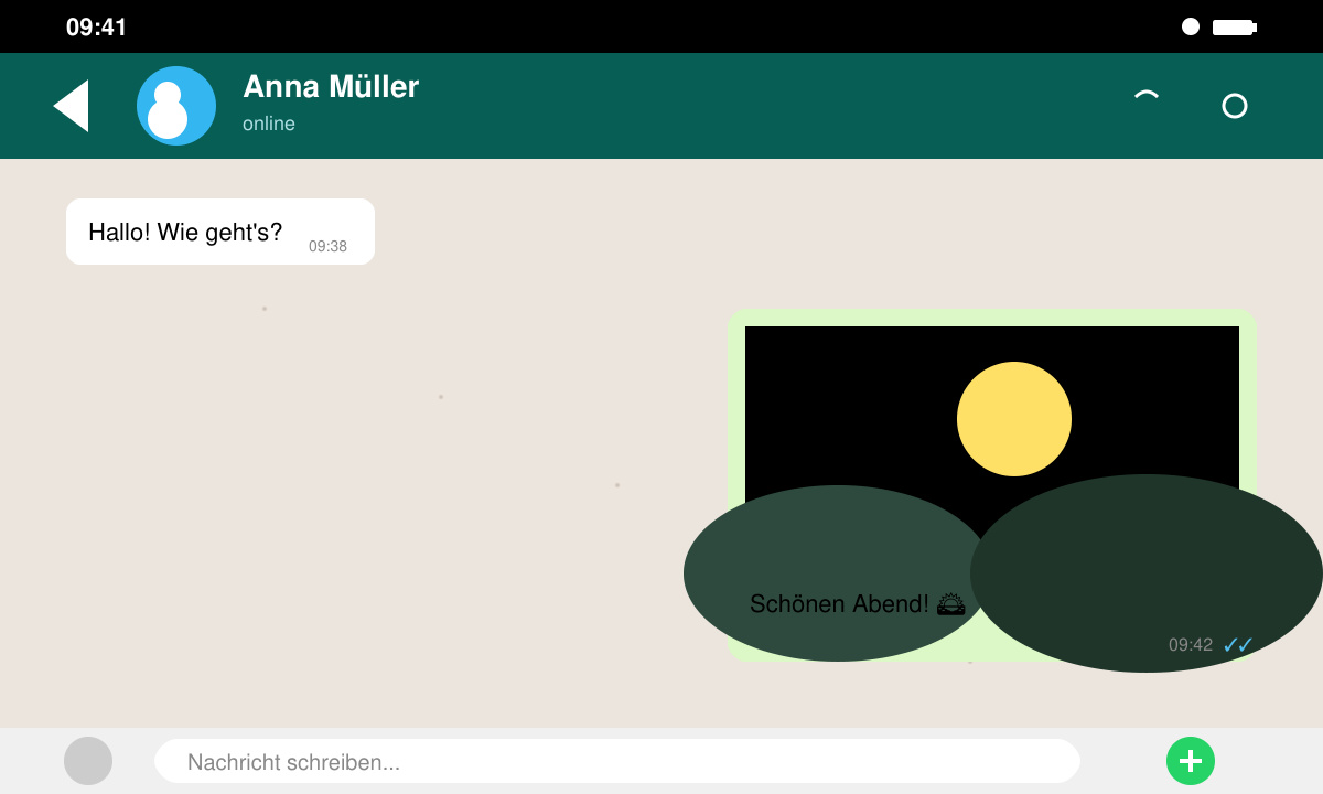 WhatsApp Chat mit versendetem schönen Abend Bild
