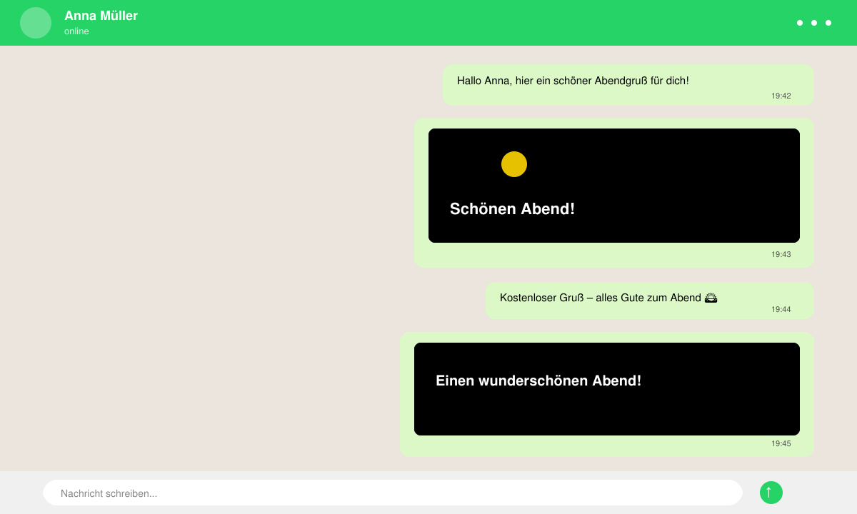 Erfolgreich gesendete Abendgrüße in WhatsApp Chat