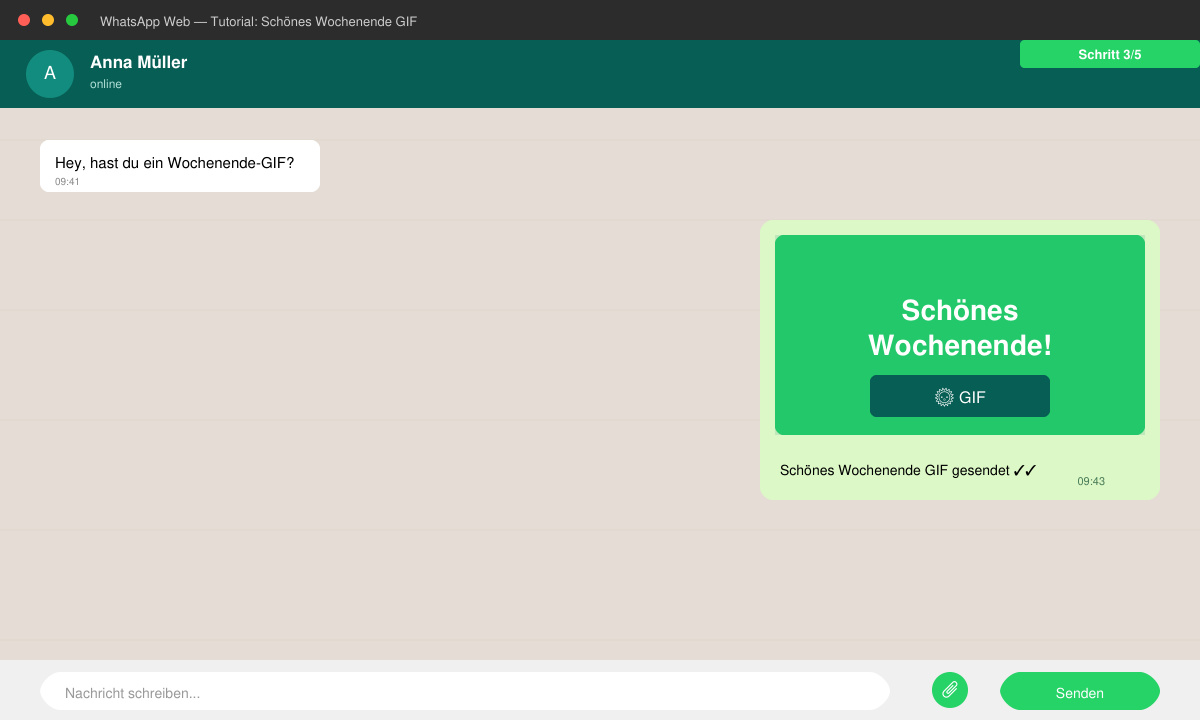 Gesendetes Schönes Wochenende GIF in WhatsApp Chat