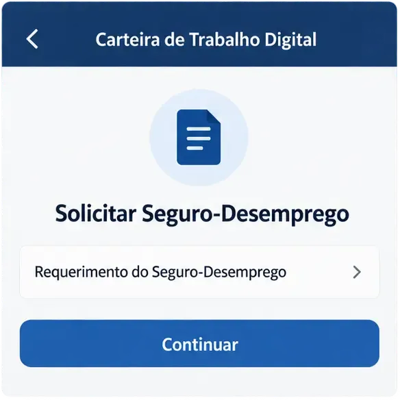 Tela ilustrativa para solicitar o Seguro-Desemprego