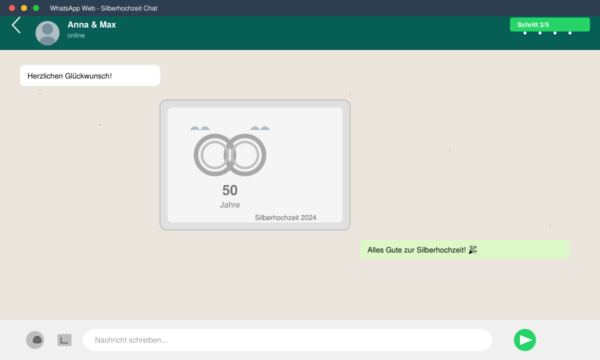 WhatsApp Chat mit eingefügtem Silberhochzeit Bild