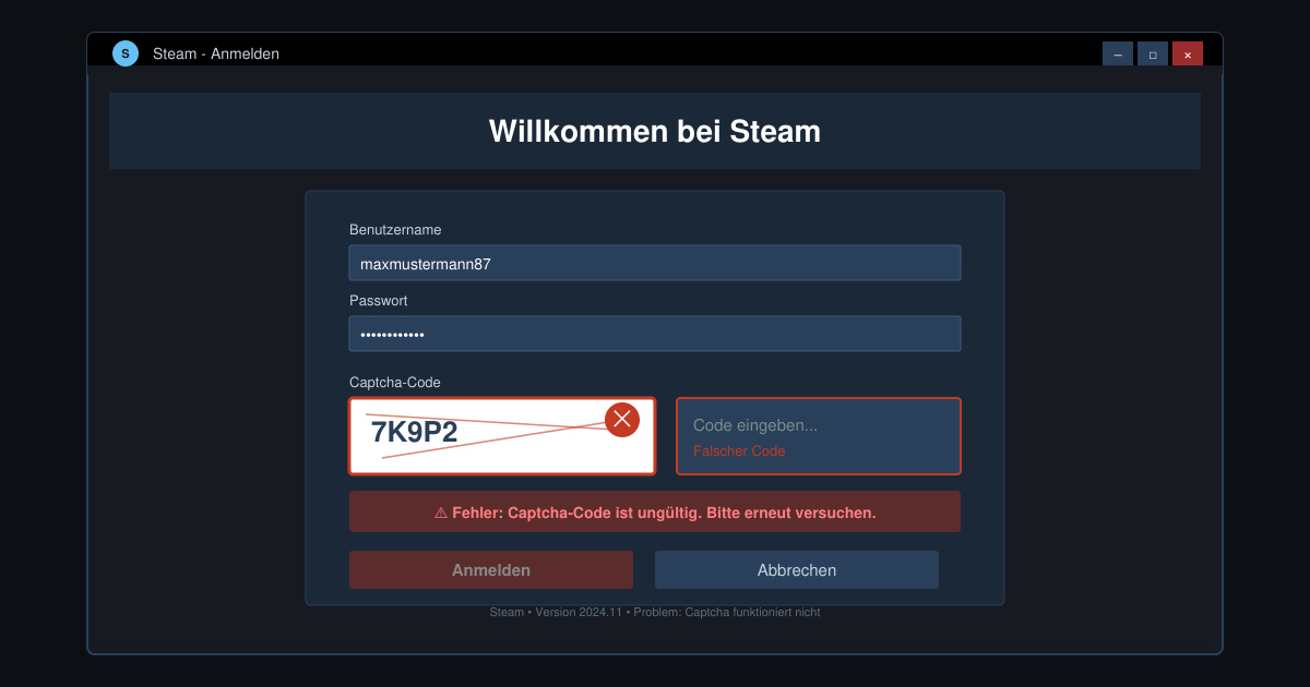 Steam captcha funktioniert nicht