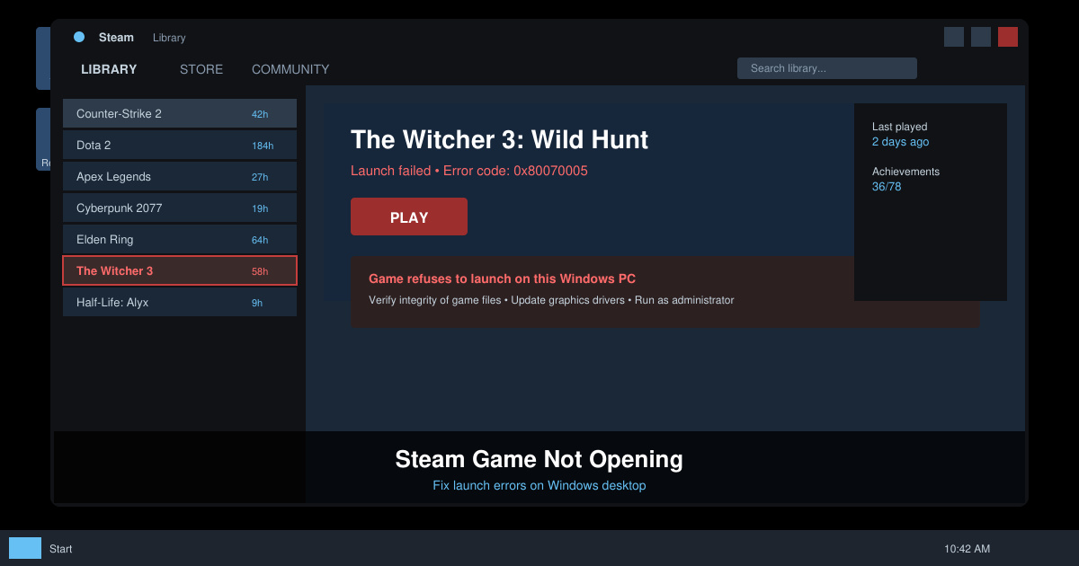 Steam Game Not Opening