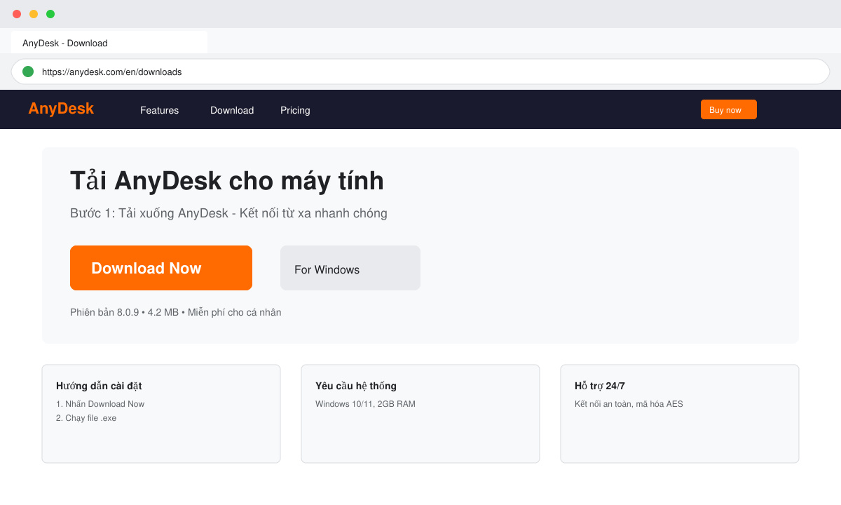 صفحة تحميل AnyDesk الرسمية