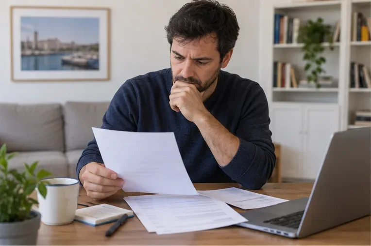 Contribuente che controlla documenti e dati dell’immobile prima di una pratica TARI a Livorno