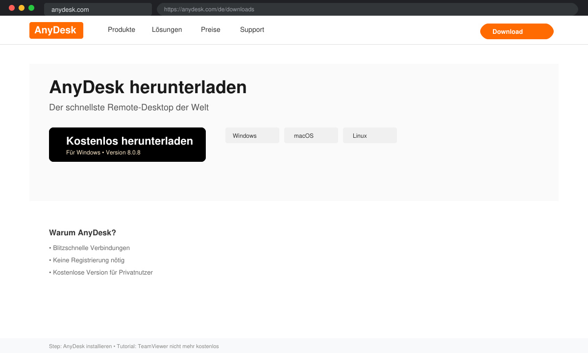 AnyDesk als Alternative zu TeamViewer installieren