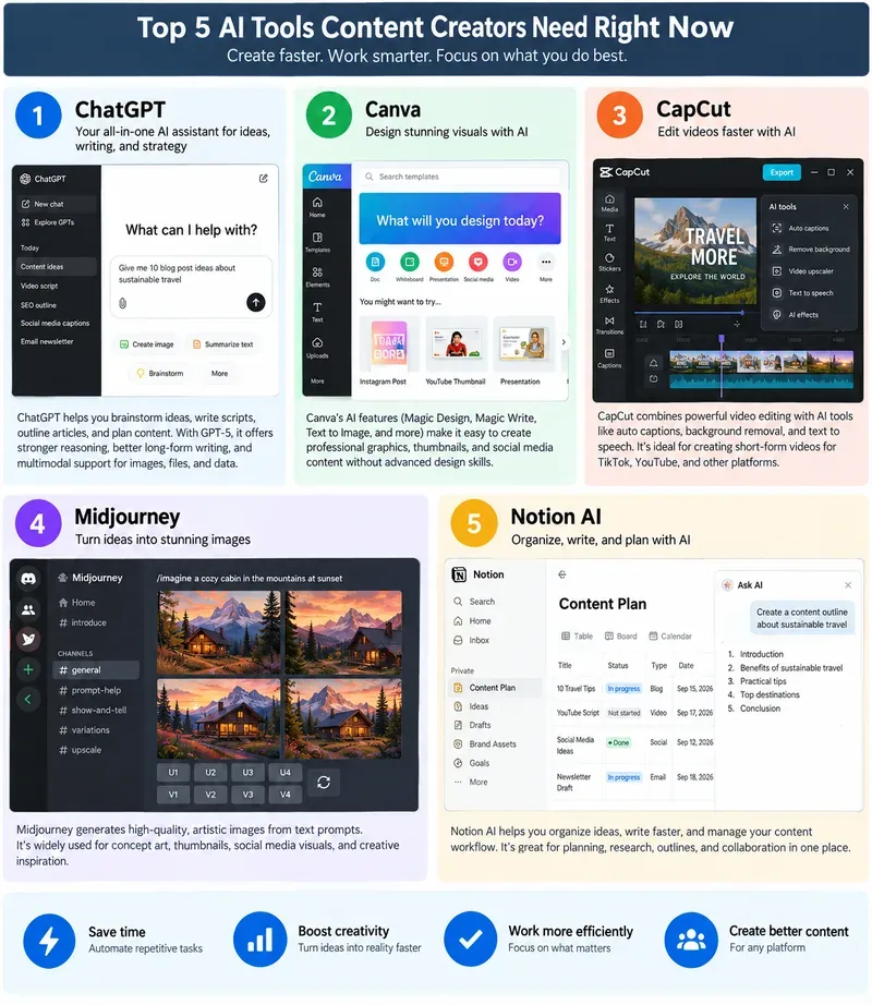 Top 5 AI Tools Content Creators Need Right Now in 2026