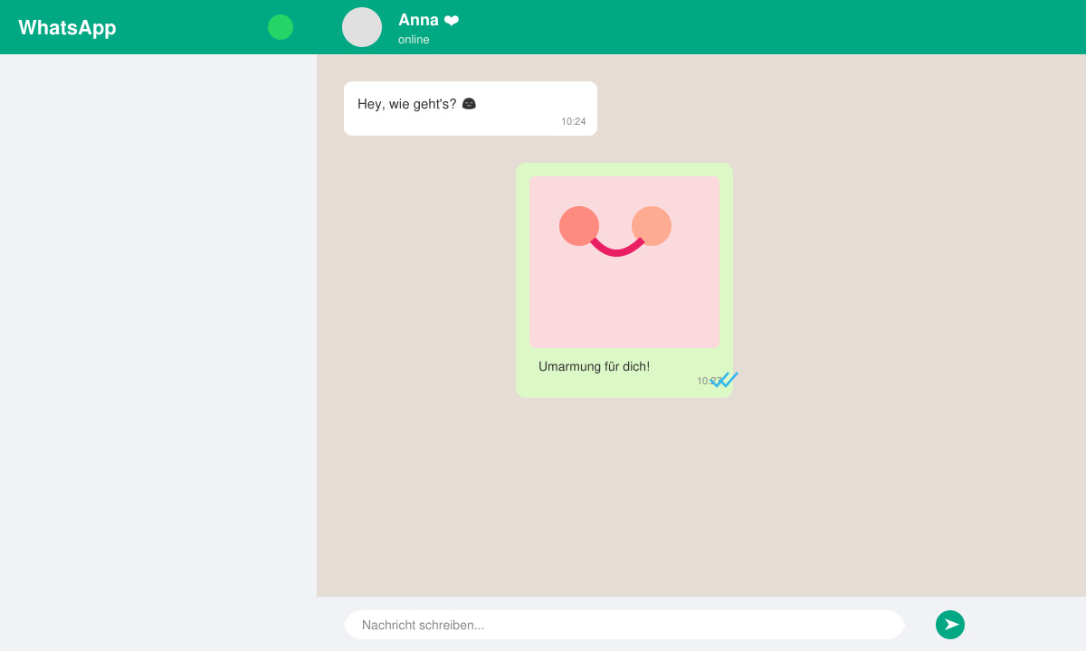 Gesendetes Umarmungsbild in einem WhatsApp Chat