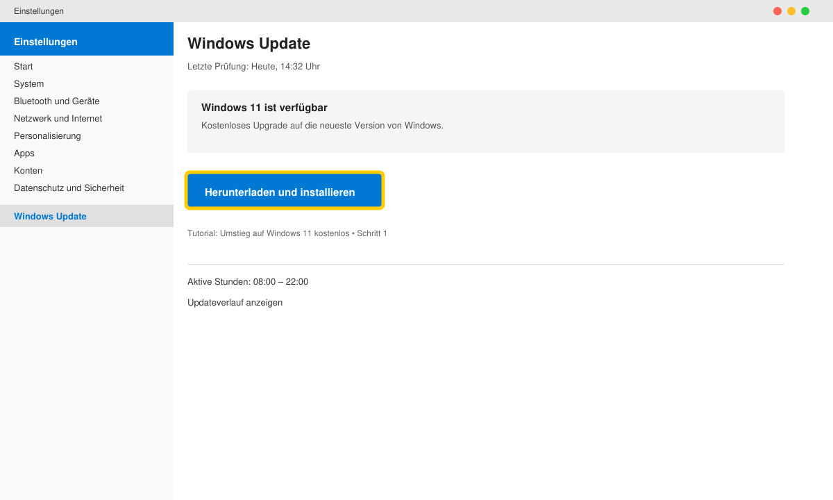 Windows Update zeigt die Option für den Umstieg auf Windows 11 kostenlos
