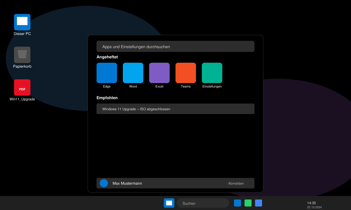 Erfolgreiches Windows 11 Desktop nach dem Update Windows 10 auf 11 kosten