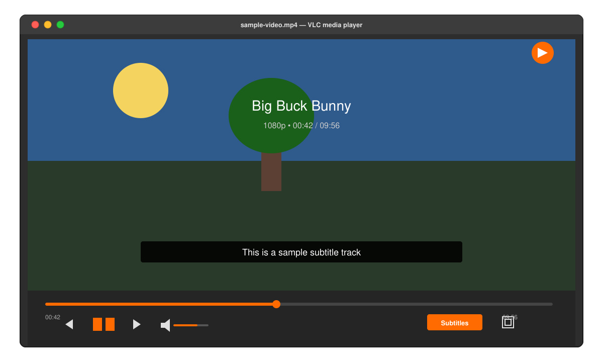 VLC Media Player interface on Mac showing the main window after successful installation
