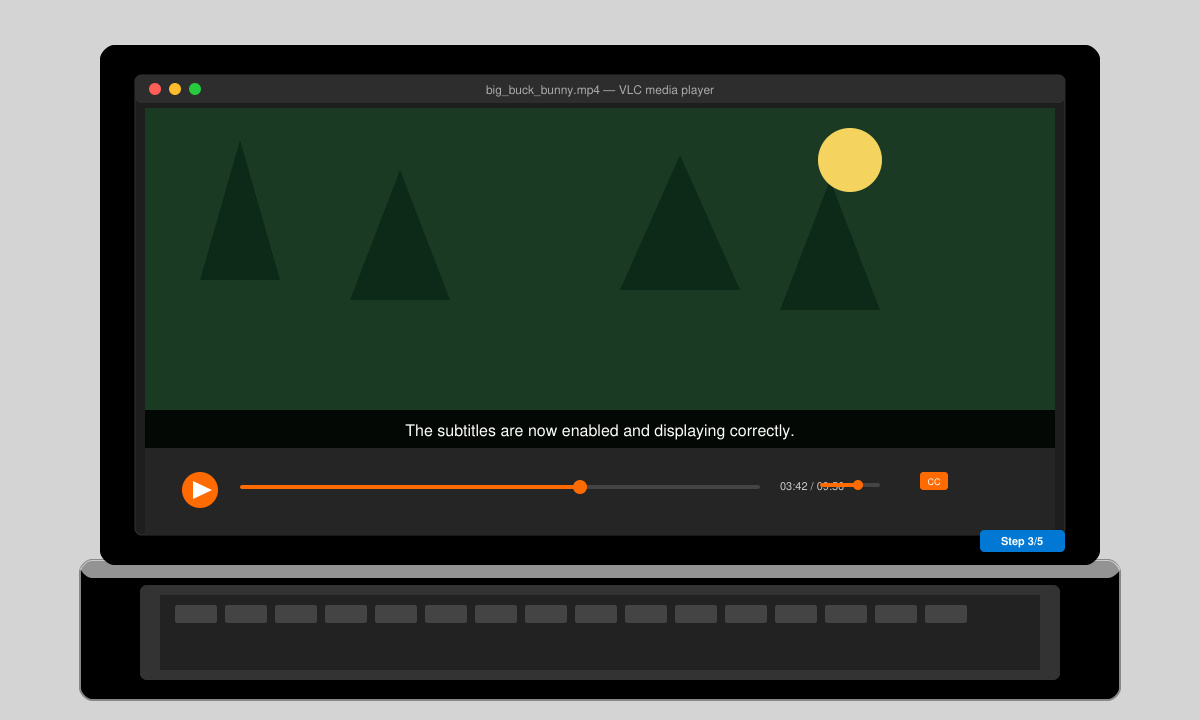 VLC Media Player running on MacBook Air after successful installation