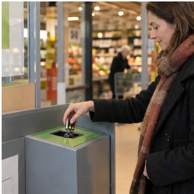 Batterijen in een inzamelbak doen
