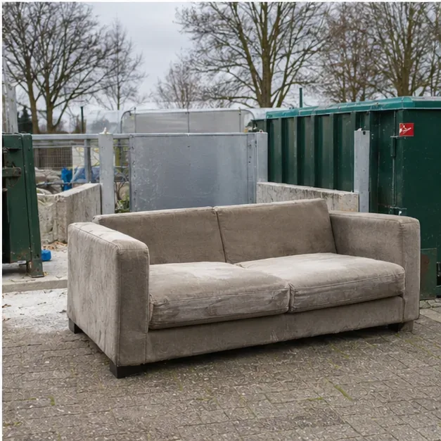 Bankstel bij een neutrale gemeentelijke inzamelzone voor grof huishoudelijk afval