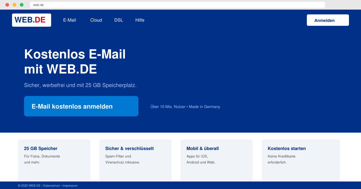 Web de kostenlos email