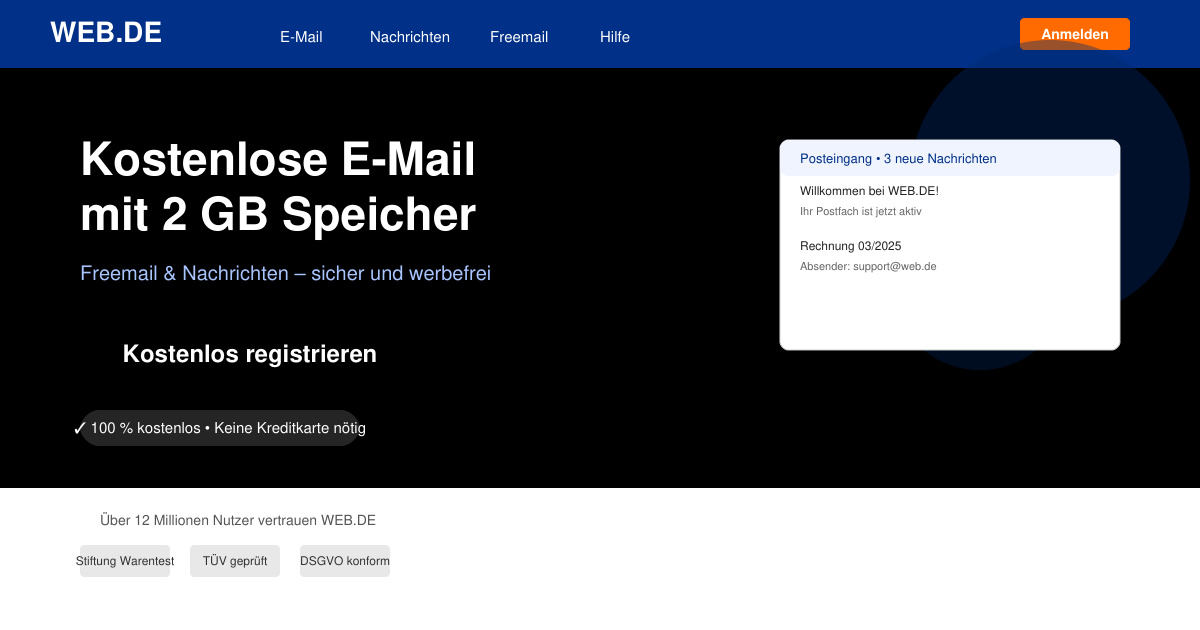 Web de kostenlose e mail adresse freemail & nachrichten