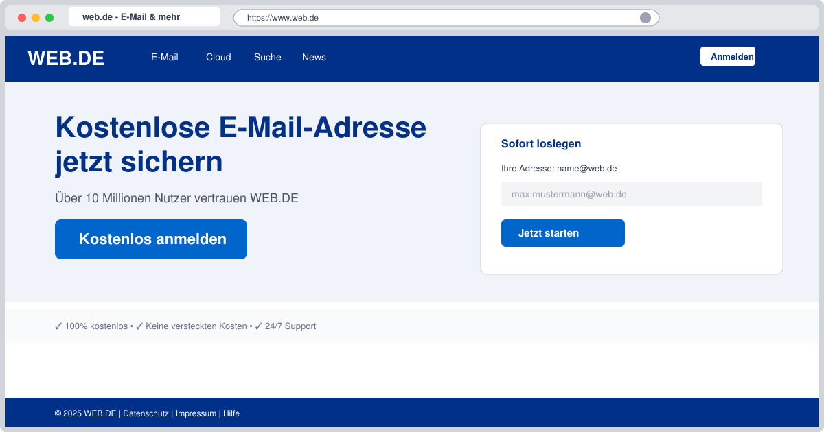Web de kostenlose email