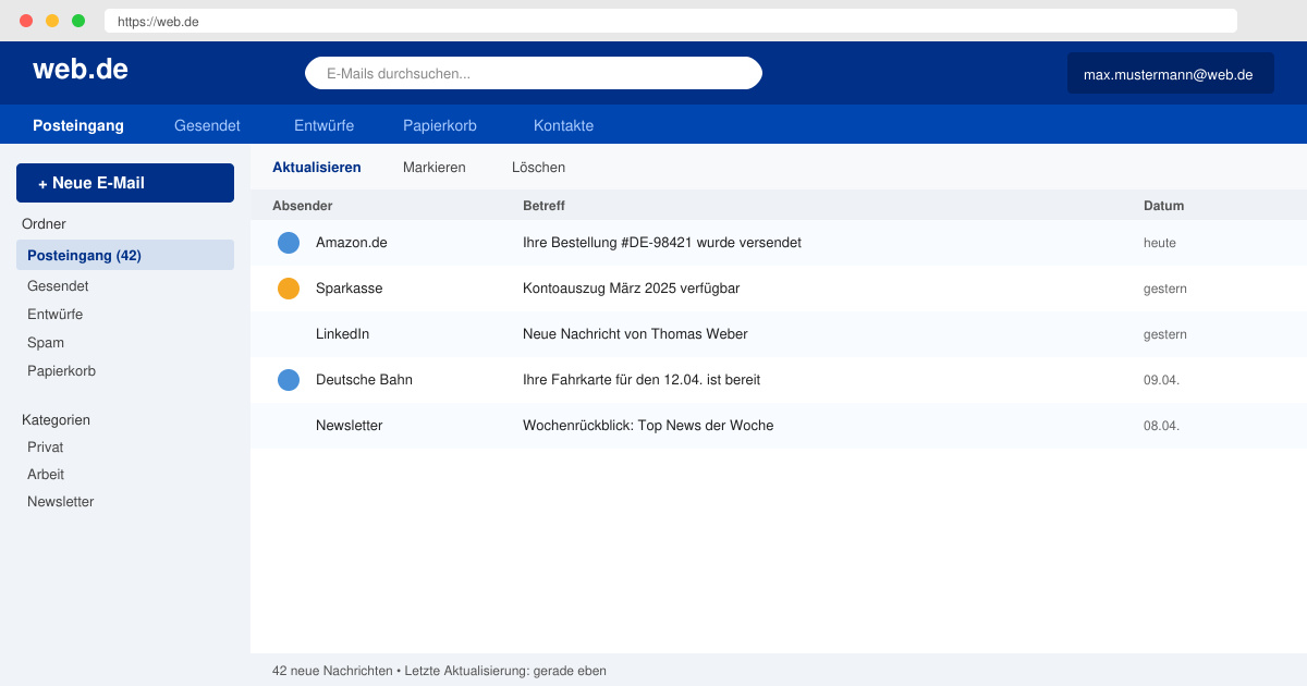 Web de neue e mail erstellen