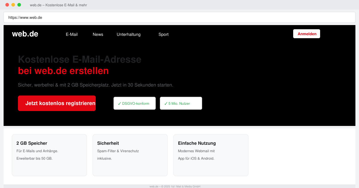 Web de neue email adresse