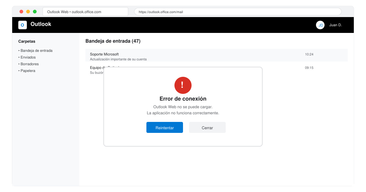Web de Outlook funktioniert nicht