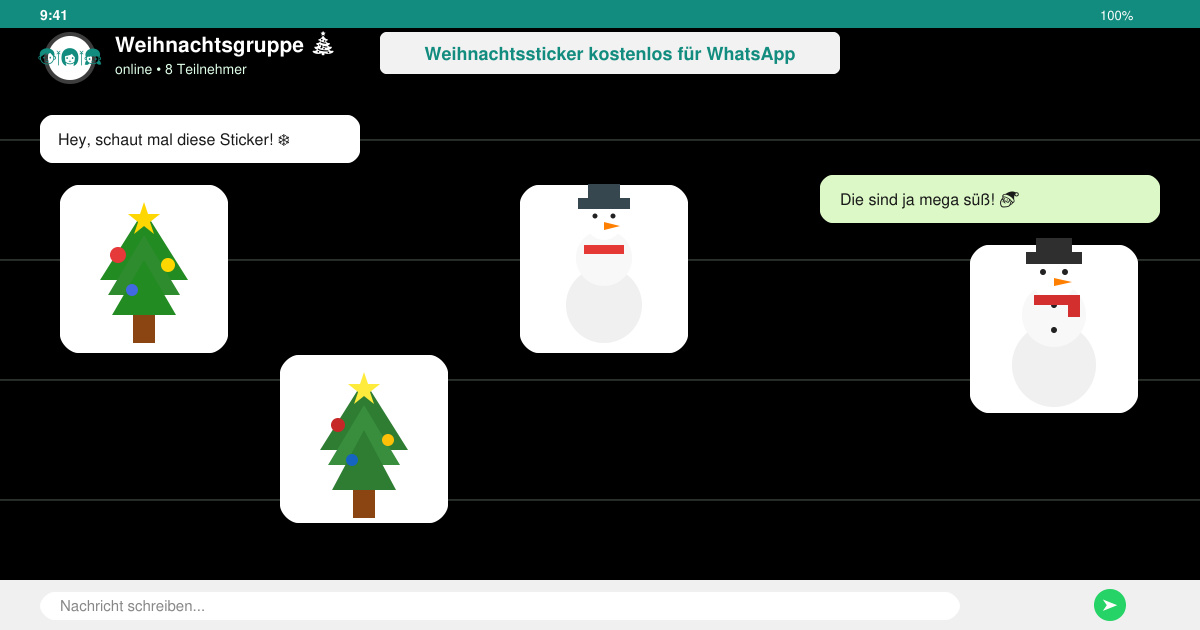 Weihnachtssticker kostenlos für WhatsApp