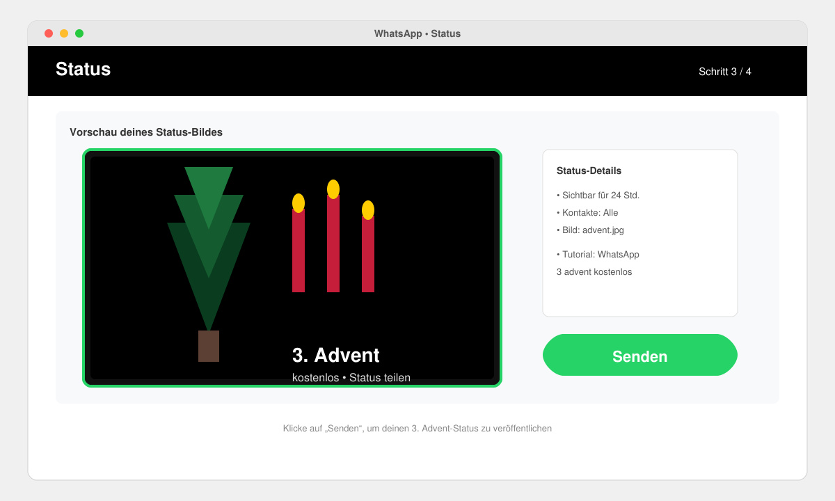 Advent-Status in WhatsApp nach dem Upload