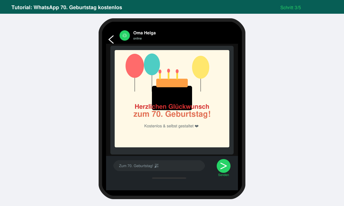 Fertiggestelltes Bild für WhatsApp 70 geburtstag kostenlos auf dem Smartphone