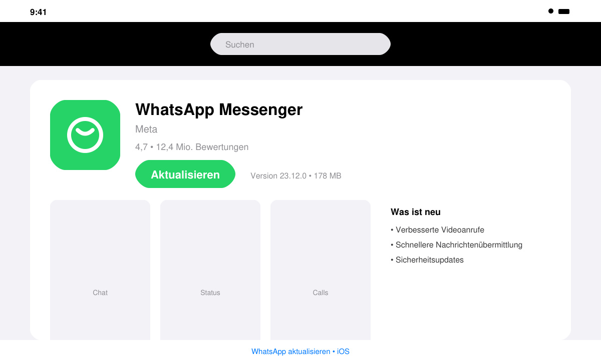 WhatsApp aktualisieren iOS - App Store Update-Button