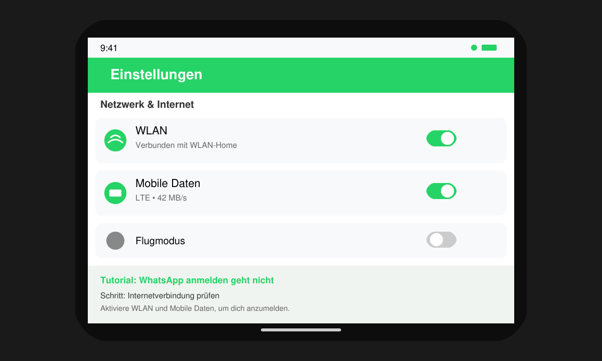 WhatsApp Login mit Internetverbindung prüfen