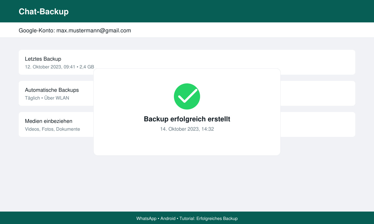 Erfolgreiches WhatsApp Backup auf Android nach der Fehlerbehebung