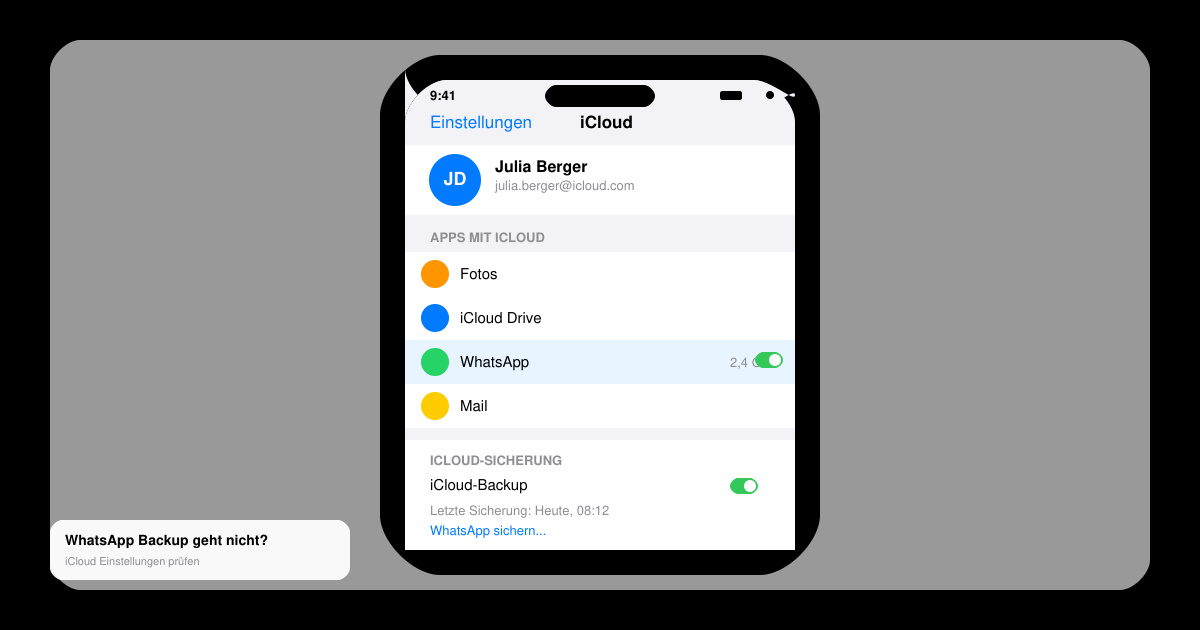 WhatsApp backup geht nicht iPhone