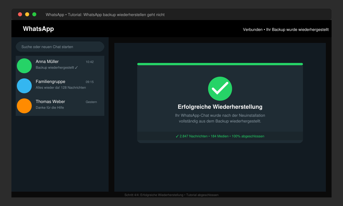 Erfolgreiche Wiederherstellung des WhatsApp-Chats nach Neuinstallation