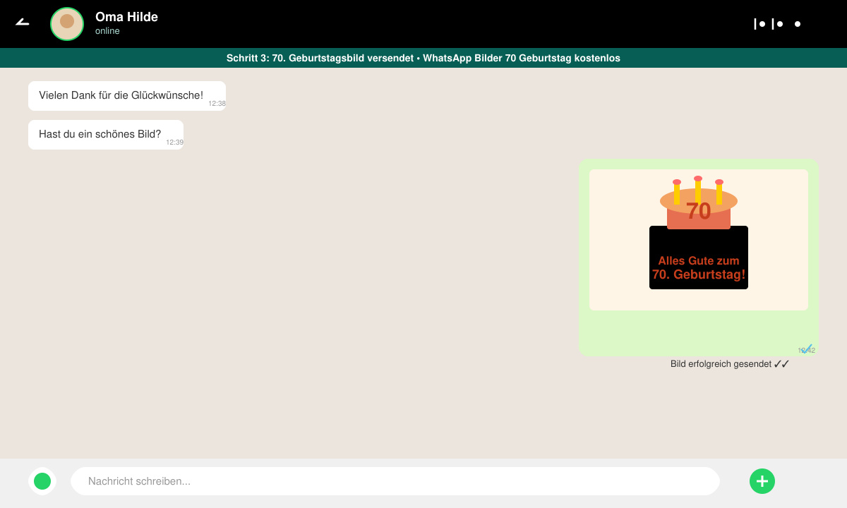 WhatsApp Chat mit versendetem 70. Geburtstagsbild