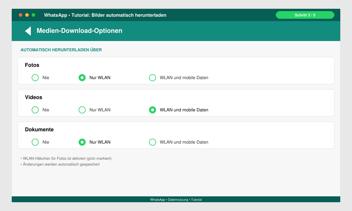 Schritt 3: Netzwerke für automatischen Download von Bildern festlegen