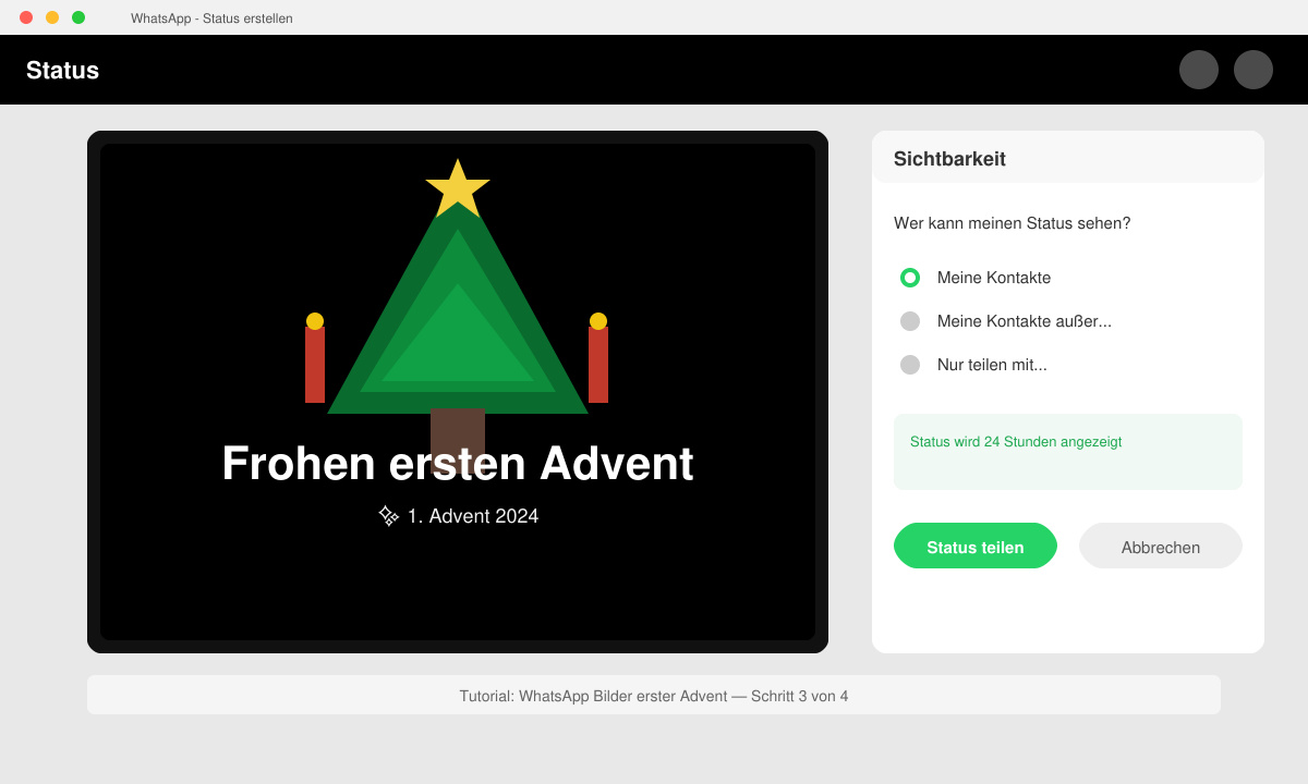 Ergebnis: WhatsApp Status mit Bild zum Ersten Advent