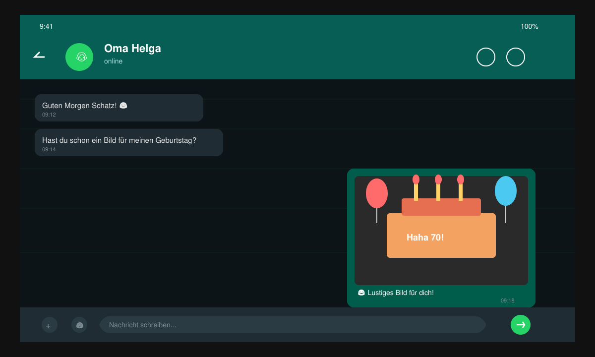 WhatsApp-Chat mit einem versendeten lustigen Geburtstagsbild