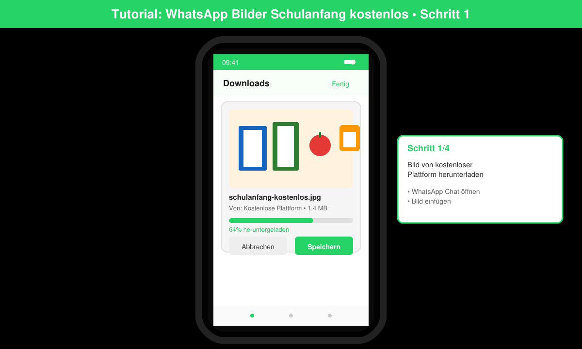Smartphone-Download eines Schulanfang-Bildes aus einer kostenlosen Bilddatenbank