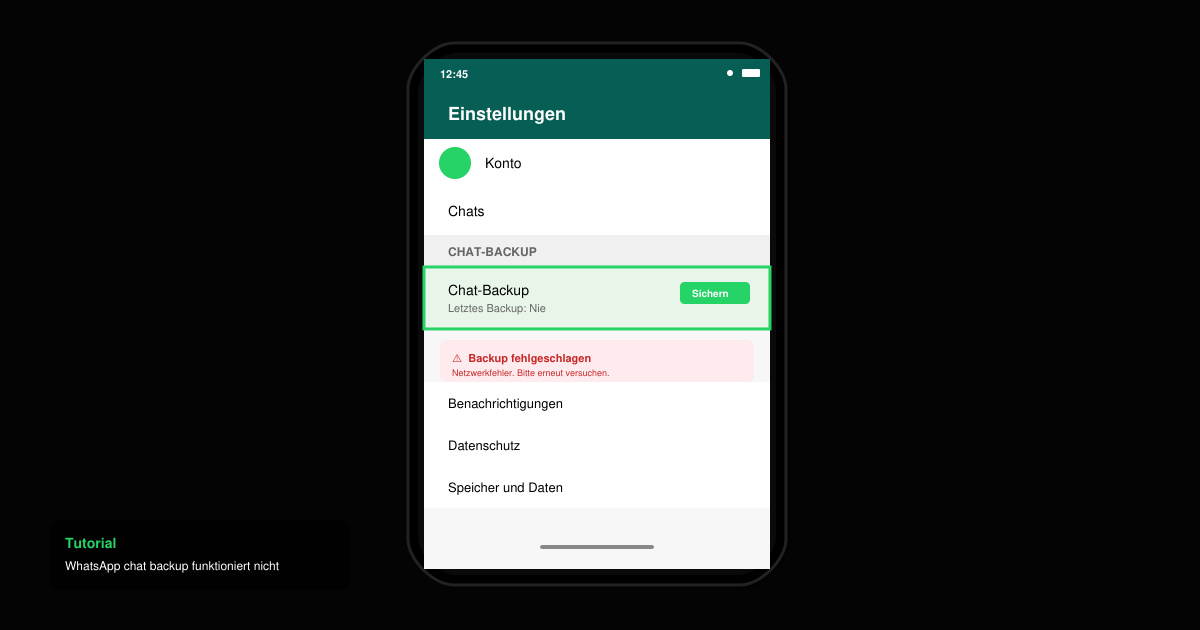 WhatsApp chat backup funktioniert nicht