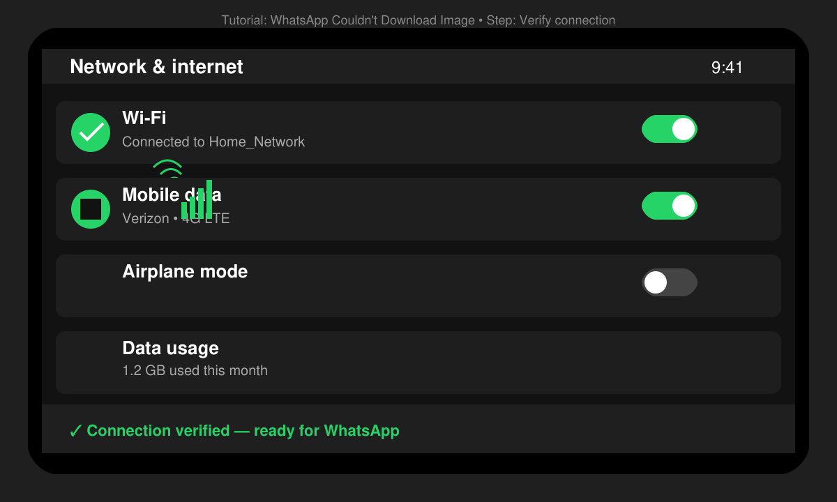 Phone settings screen with Wi-Fi and mobile data toggles highlighted