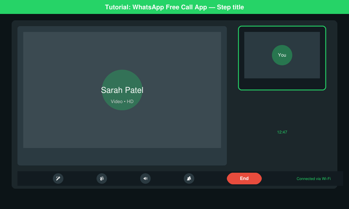 Active video call in WhatsApp Free Call App with participant view