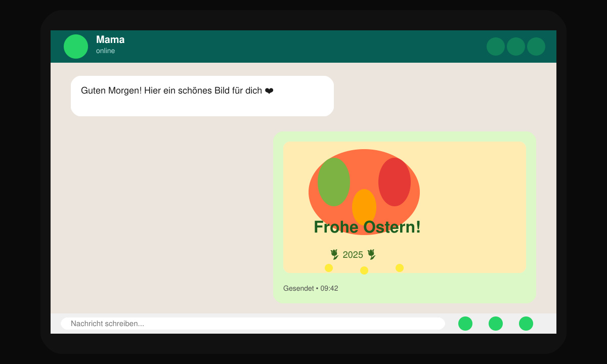 WhatsApp Chat mit hochgeladenem frohe Ostern Bild