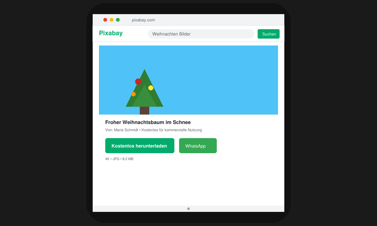 Herunterladen eines Weihnachtsbildes von Pixabay für WhatsApp