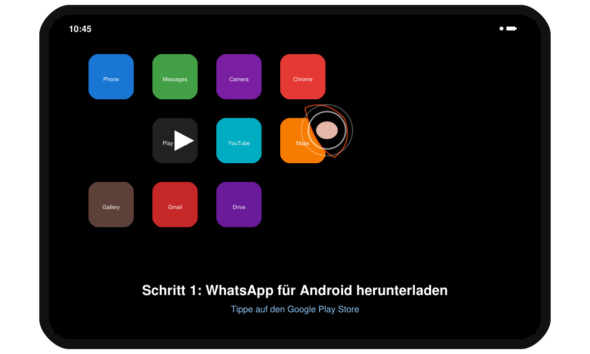 Close-up of an Android home screen highlighting the Google Play Store app icon being tapped