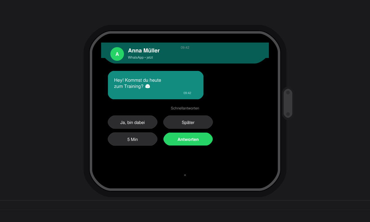 Apple Watch zeigt eine eingehende WhatsApp-Benachrichtigung